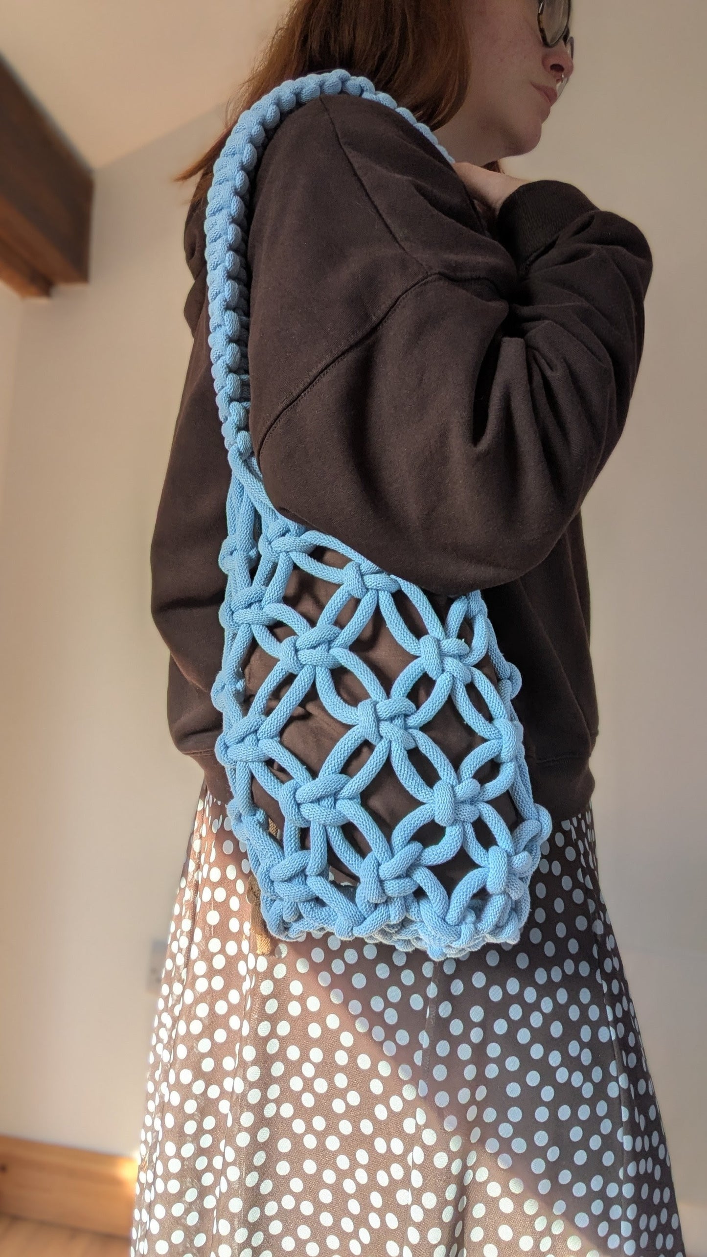 Marshmallow Over Shoulder Bag | Limited Edition Spring Summer 2026 | Baby Blue & Walnut