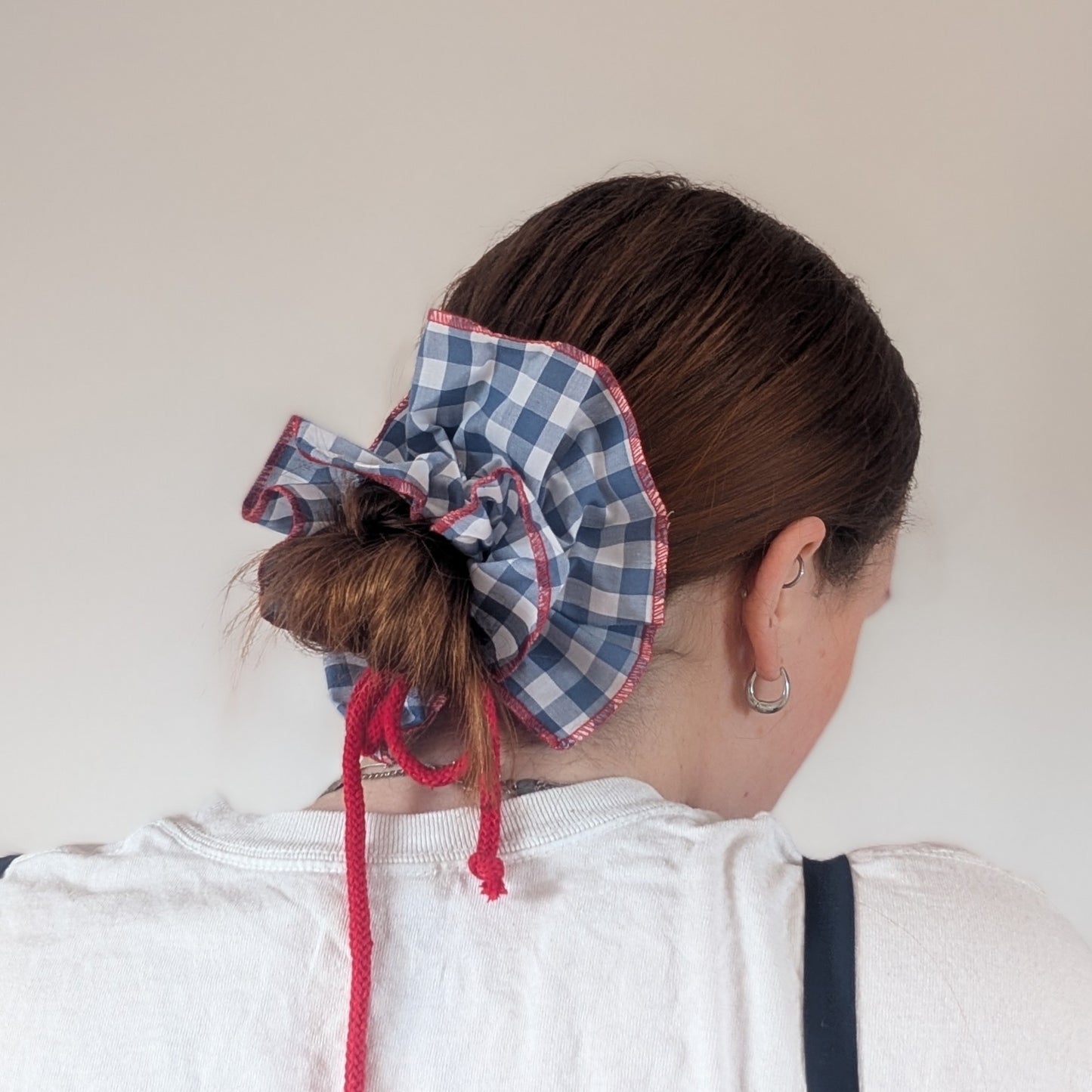 Gingham Ruffle Tie Scrunchie