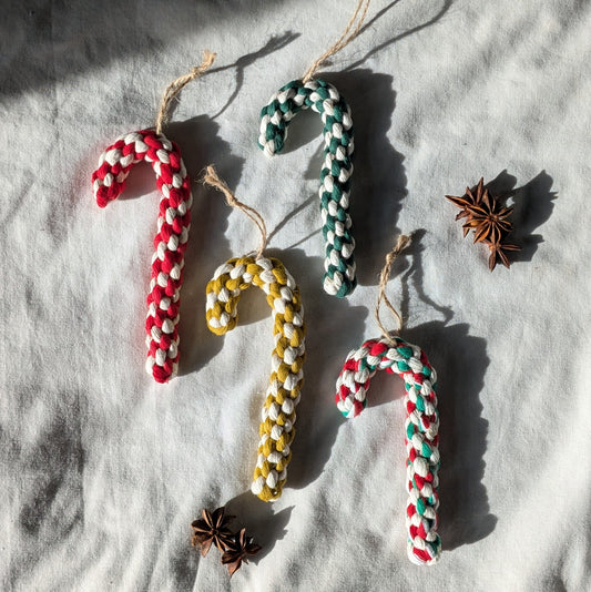 Candy Cane Christmas Tree Decorations (Set of 4)