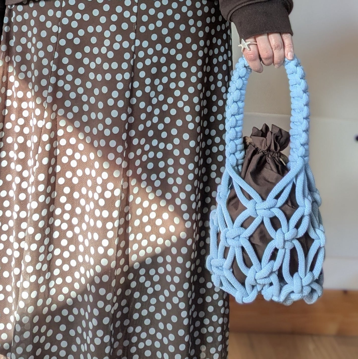 Mini Marshmallow Bag | Limited Edition Spring Summer 26 | Baby Blue & Walnut