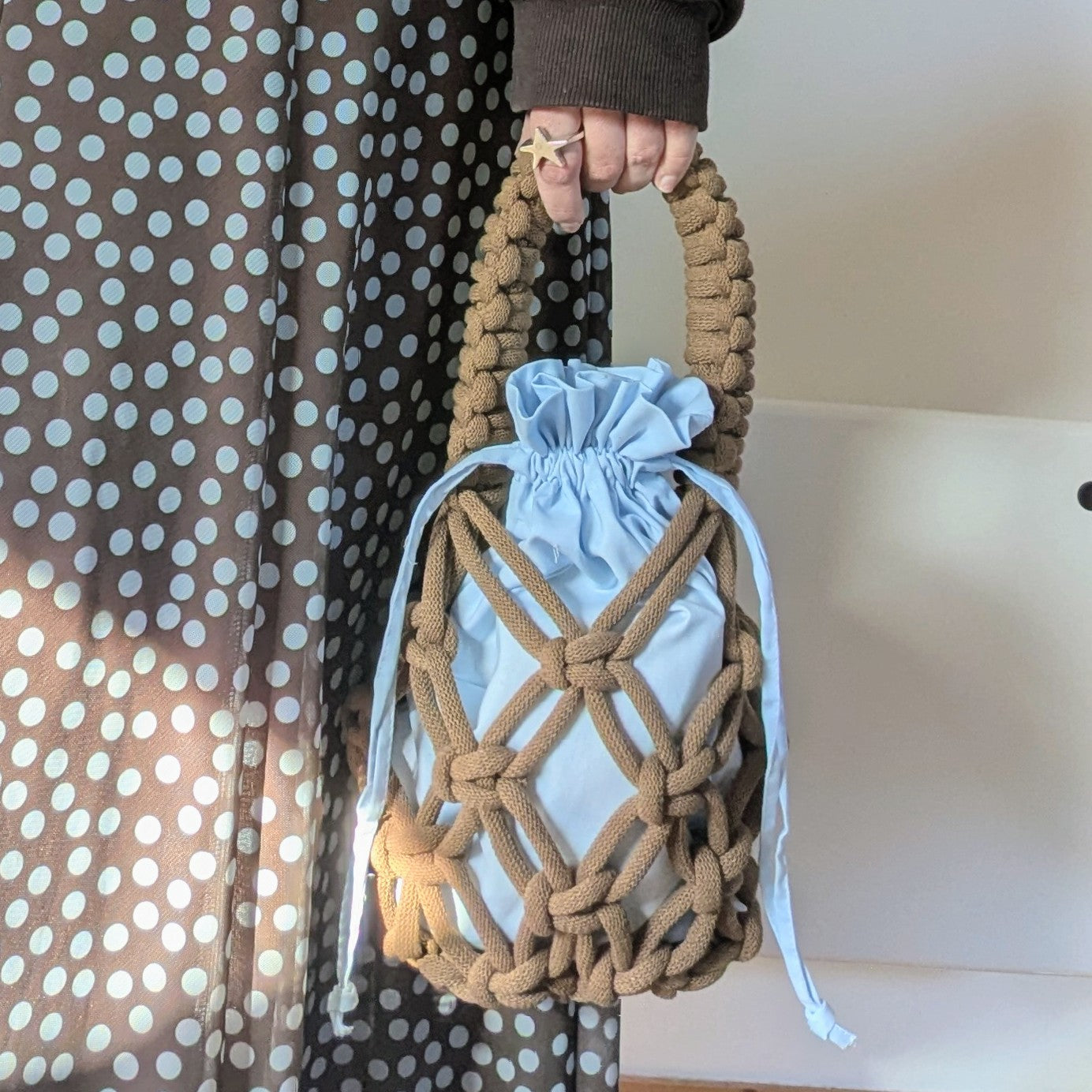 Mini Marshmallow Bag | Limited Edition Spring Summer 26 | Baby Blue & Walnut