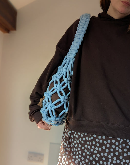 Marshmallow Over Shoulder Bag  | Limited Edition Spring Summer 2026 | Baby Blue & Walnut