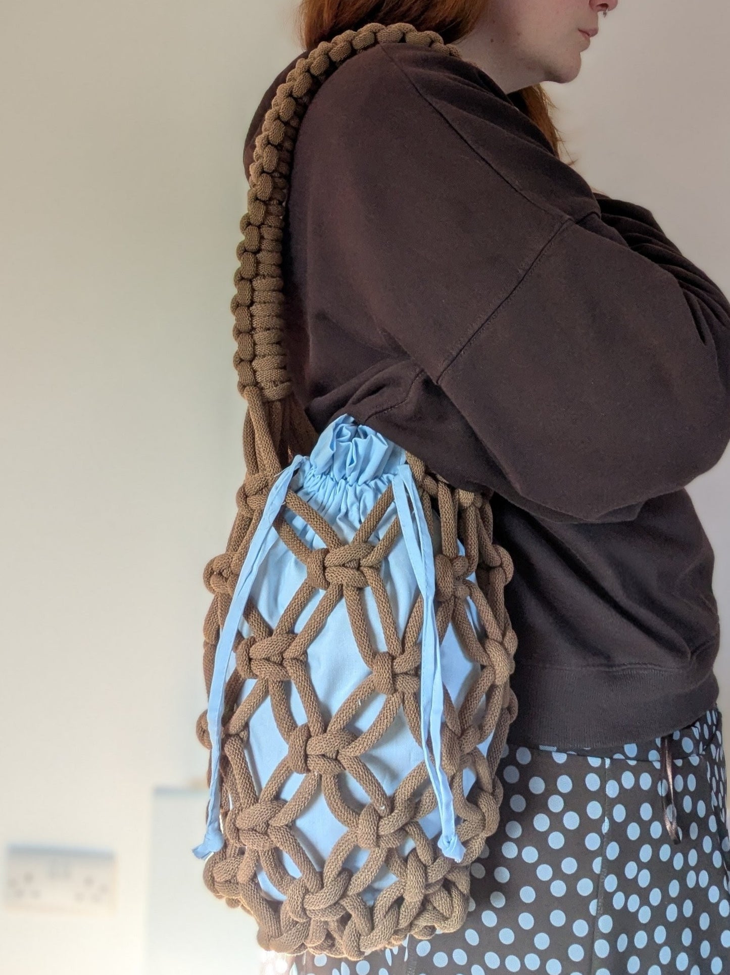 Marshmallow Over Shoulder Bag  | Limited Edition Spring Summer 2026 | Baby Blue & Walnut